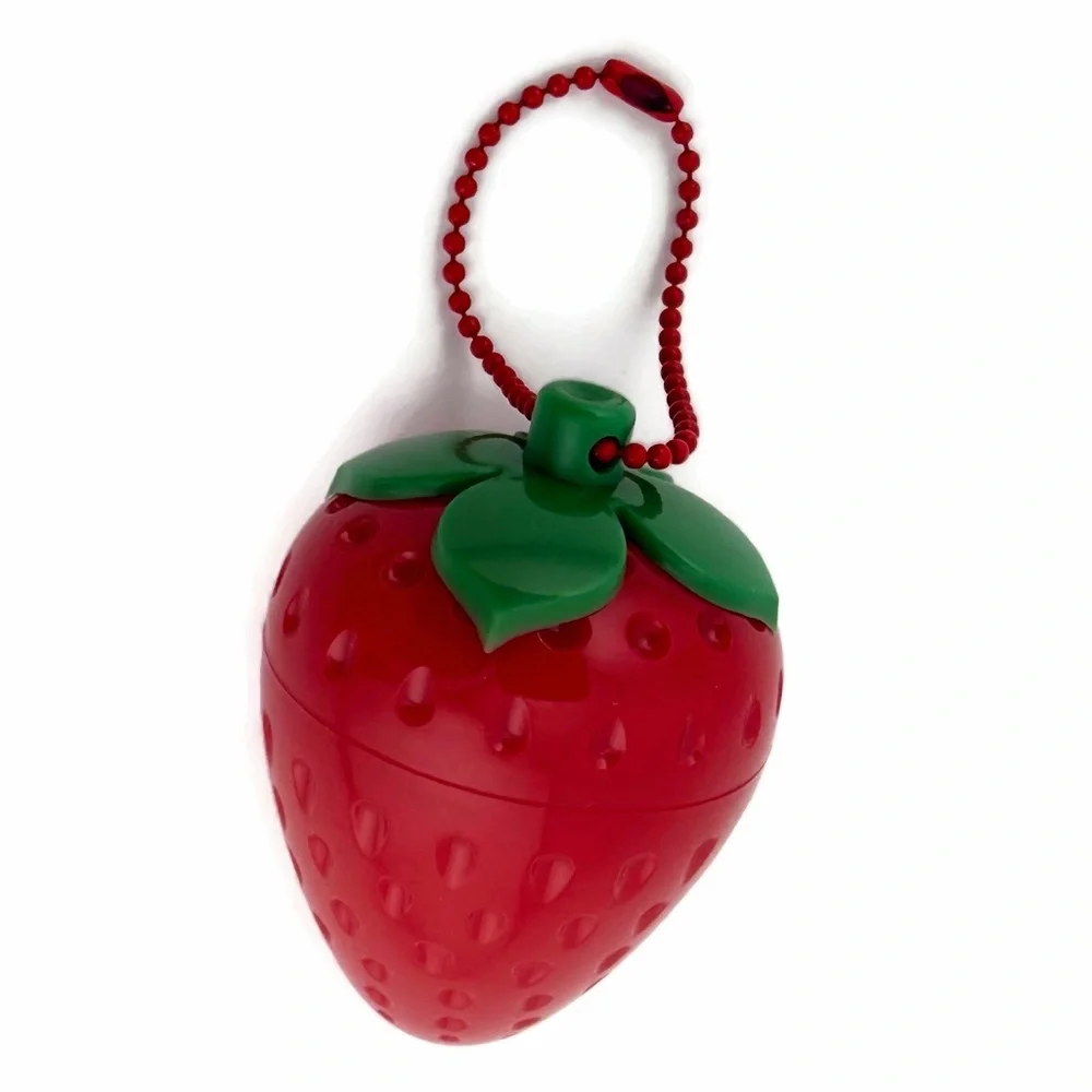 Red Strawberry Shaped Lip Balm Keychain